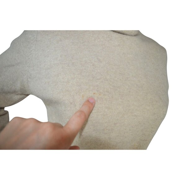 Vintage 90s Evan Picone Beige Lambswool Angora Turtle Neck Sweater Size Large - Picture 3 of 11